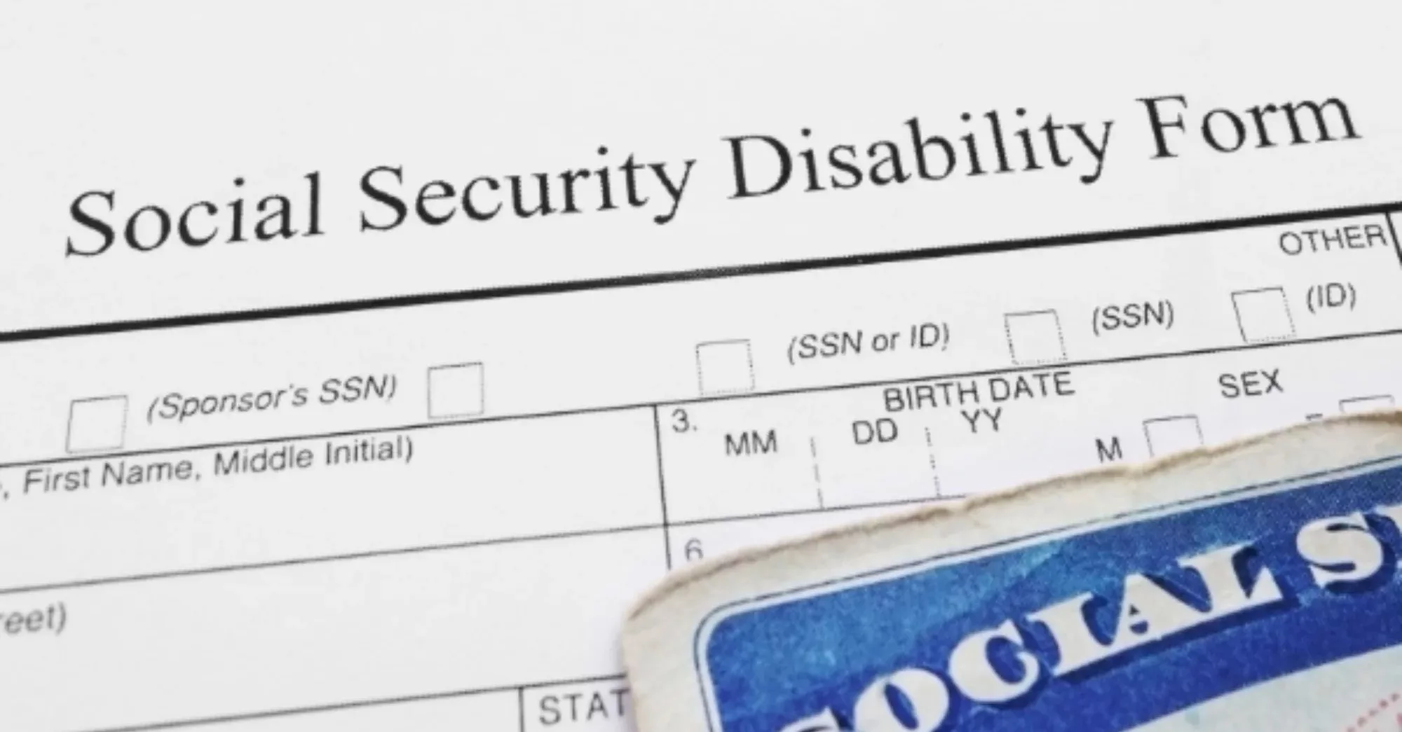 Close up of Social Security Disability form.